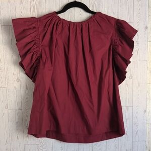 Ulla Johnson Burgundy Ruffle Sleeve Blouse